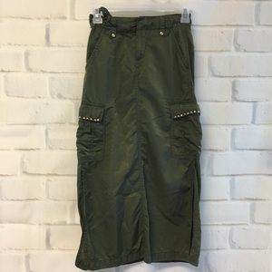 Army green cargo maxi skirt